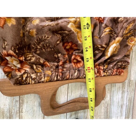 Vintage 70s Boho Floral Carpet Bag Retro Velour Purse 17" w/Wood Handles - Picture 5 of 15